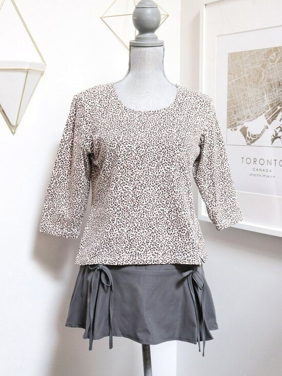 Curves Tops - CURVES Light Pink Leopard Print Mid Sleeve Tee, Casual Scoop Neck Top, Medium